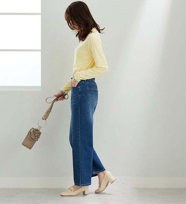 BELLUNA（ベルーナ）の「デニム素材美脚見えワイドパンツ（ワイドパンツ・ガウチョ）」｜詳細画像