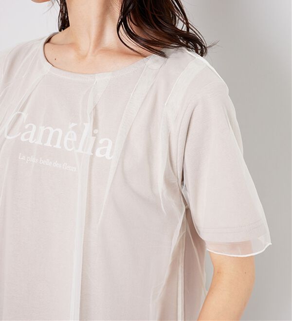 BELLUNA（ベルーナ）の「チュール重ねロゴプリントプルオーバー（カットソー）」｜詳細画像
