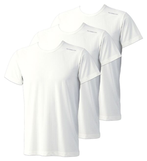 「【３枚組】テックマジック（Ｒ）魔法の冷感インナー（メンズ肌着・インナーウェア）」｜ホワイト 半袖丸首