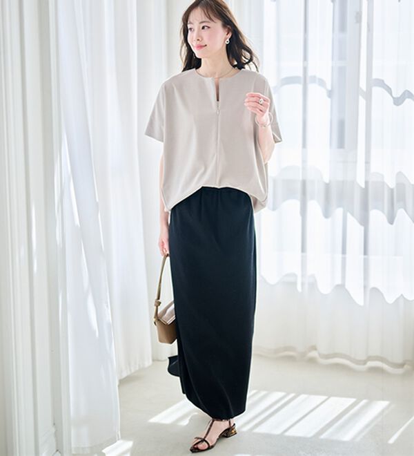 RANAN（ラナン）の「【4つの機能付】ひんやりハーフジップコクーンチュニック（チュニック）」｜詳細画像