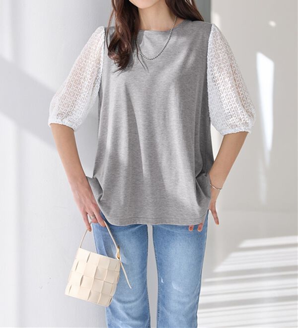 Viola e Viola（ヴィオラ エ ヴィオラ）の「袖レース切替チュニック（チュニック）」｜詳細画像