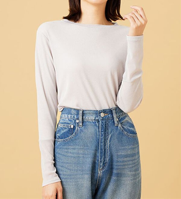 BELLUNA（ベルーナ）の「衿＆袖ラメチュール切替プルオーバー（カットソー）」｜詳細画像