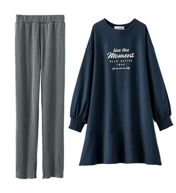 BELLUNA（ベルーナ）の「＜ＥＬＬＥ　Ａｃｔｉｖｅ＞なめらか裏起毛セットアップ（セットアップ）」｜詳細画像