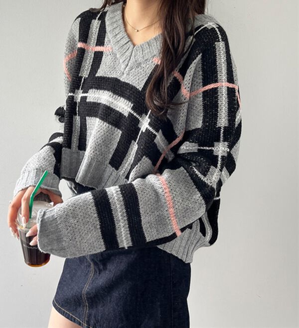 チェック柄ニットプルオーバー - ベルーナ【公式】