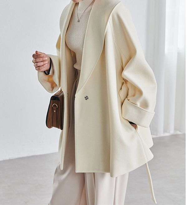 RANAN（ラナン）の「ウール調ビッグカラーガウンコート（ハーフコート）」｜詳細画像