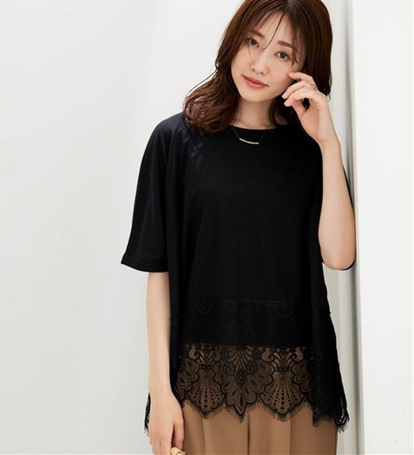 BELLUNA（ベルーナ）の「裾レース使いドルマンプルオーバー（カットソー）」｜詳細画像