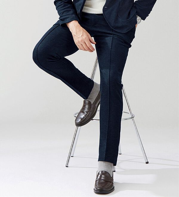 「＜イネド＞メランジ調テーパードスラックス（メンズスラックス）」｜詳細画像