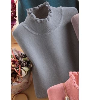 ルフラン（ルフラン）の「ふんわり優しいコットンカシミヤセーター（ニット・セーター）」｜ブルーグレー