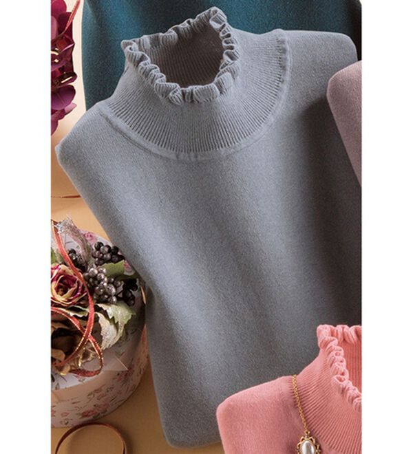 ルフラン（ルフラン）の「ふんわり優しいコットンカシミヤセーター（ニット・セーター）」｜ブルーグレー