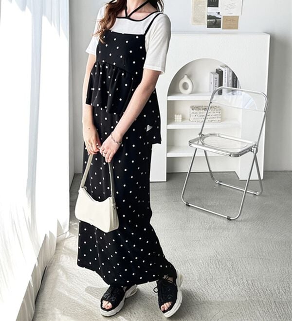 GeeRA（ジーラ）の「楽ちん！ペプラムキャミワンピース（カットソーワンピース）」｜詳細画像