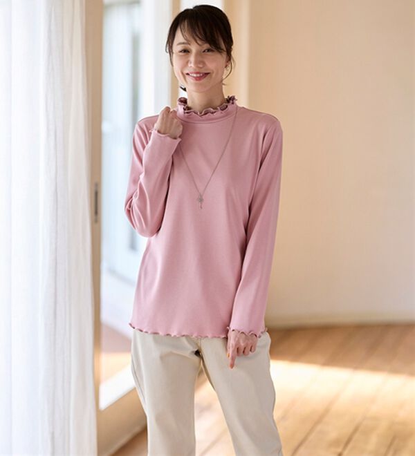 BELLUNA（ベルーナ）の「衿異素材ダブルメロープルオーバー（カットソー）」｜詳細画像