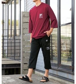 「フィラ　サラッと快適！ゆったり７分袖ライトトレーナー・７分丈カーゴパンツ（メンズトレーナー）」