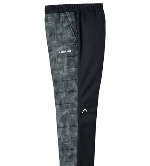 「＜ヘッド＞スポーティデザイン中わたパンツ（メンズフルレングスパンツ）」｜ブラック