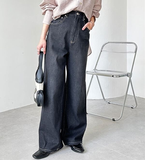 GeeRA（ジーラ）の「ハイウエストストレートデニム（ワイドパンツ・ガウチョ）」｜詳細画像