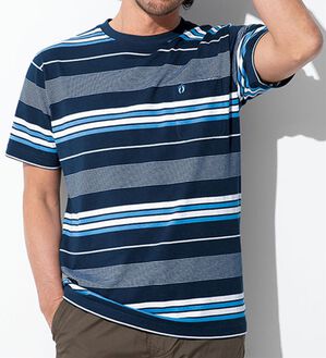 「＜ハンテン＞マルチボーダーＴシャツ（メンズＴシャツ）」｜詳細画像