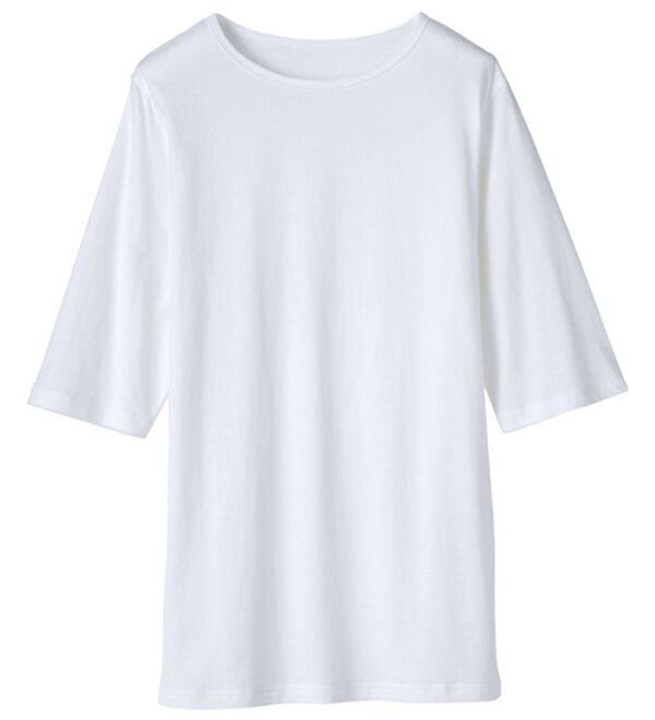 「【４枚組】綿１００％クルーネック５分袖Ｔシャツ（Tシャツ）」｜詳細画像