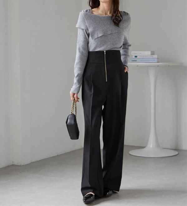 RANAN（ラナン）の「アシメオフショルリブニット（ニット・セーター）」｜詳細画像