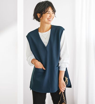 BELLUNA（ベルーナ）の「静電気防止インナー付Ｖネックベストアンサンブル（アンサンブル）」