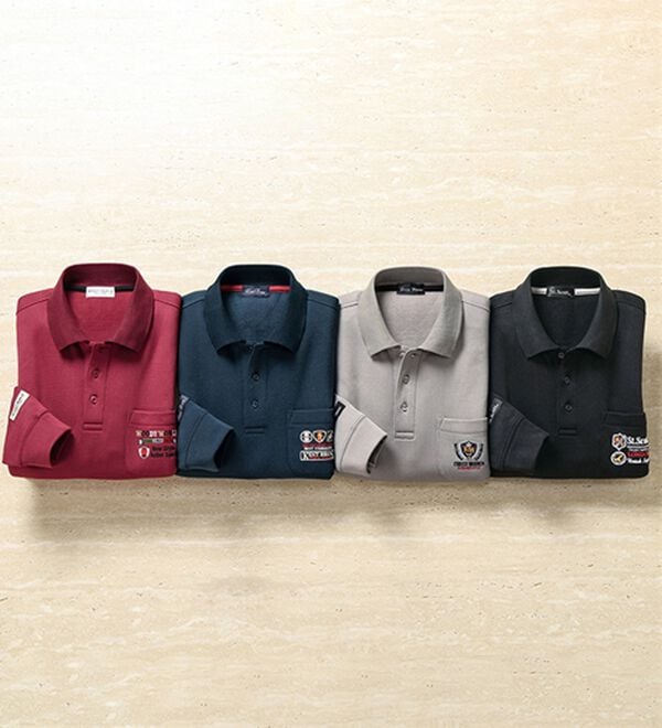 「【４枚組】裏起毛ブランドポロトレーナー（メンズトレーナー）」｜4枚組