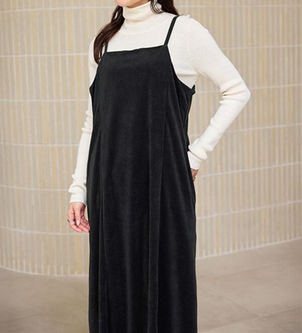 RANAN（ラナン）の「畦ニットカーデ&times;ベロアキャミワンピ（ロングワンピース）」｜詳細画像