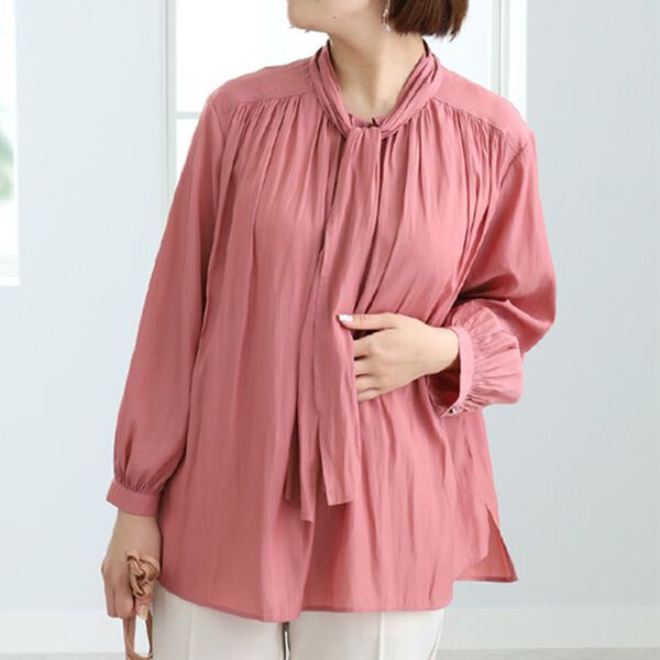 BELLUNA（ベルーナ）の「ボウタイデザインブラウス（ブラウス）」｜ピンク