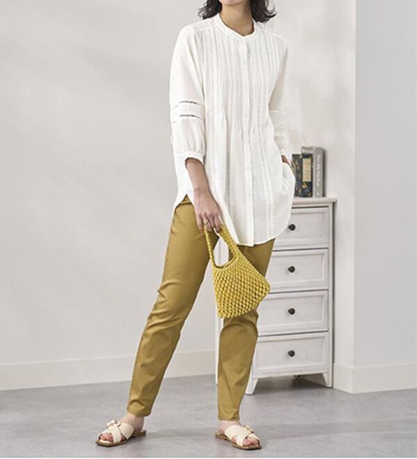 BELLUNA（ベルーナ）の「機能付リネン混ピンタック使いシャツチュニック（チュニック）」｜詳細画像