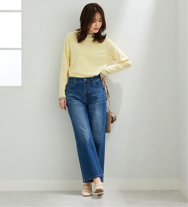 BELLUNA（ベルーナ）の「デニム素材美脚見えワイドパンツ（ワイドパンツ・ガウチョ）」｜詳細画像