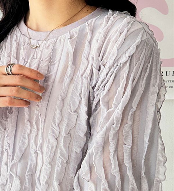 GeeRA（ジーラ）の「フリルカットソーＴシャツ（カットソー）」｜詳細画像