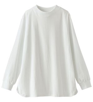 BELLUNA（ベルーナ）の「綿１００腰まわりゆったりリブデザインチュニック（カットソー）」｜オフ白