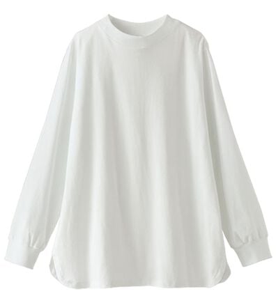 BELLUNA（ベルーナ）の「綿１００腰まわりゆったりリブデザインチュニック（カットソー）」