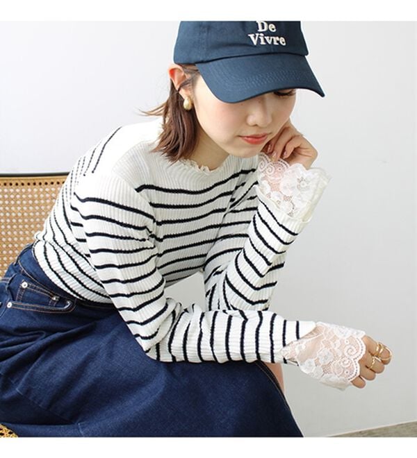 GeeRA（ジーラ）の「大人可愛い！レースが上品なハイネックニット（ニット・セーター）」｜詳細画像