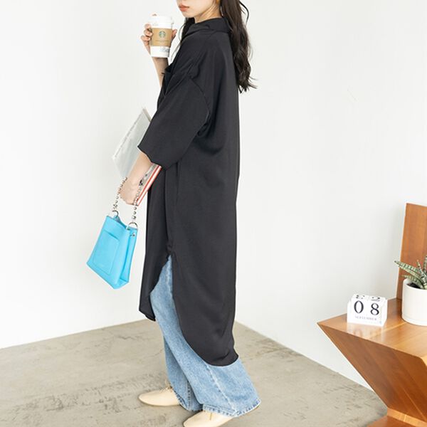 GeeRA（ジーラ）の「スリット入りロングシャツワンピース（シャツワンピース）」｜詳細画像
