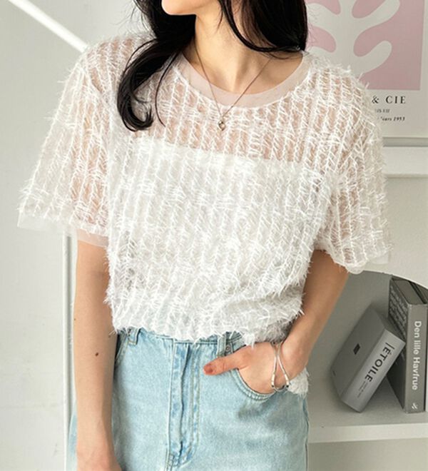 GeeRA（ジーラ）の「フェザーチュールＴシャツ（カットソー）」｜詳細画像
