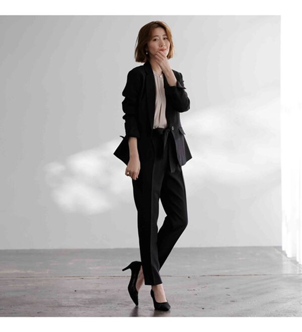 GeeRA（ジーラ）の「【2点セット】選べるボトム！洗えて型くずれしないパンツスーツセット（パンツスーツ）」｜詳細画像