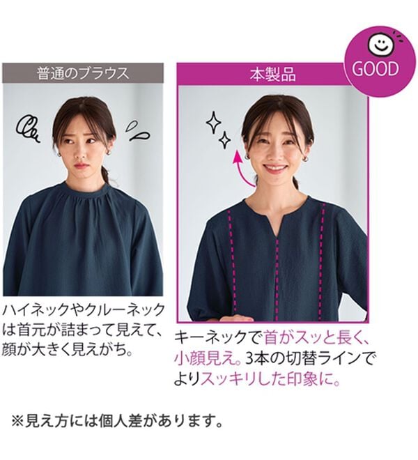 BELLUNA（ベルーナ）の「スッキリ見せ！ポコポコ素材プルオーバー（ブラウス）」｜詳細画像