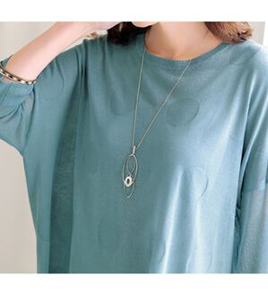 ルフラン（ルフラン）の「麻入りドットジャカードニット（ニット・セーター）」｜サックス