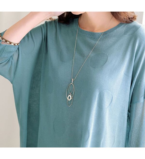 ルフラン（ルフラン）の「麻入りドットジャカードニット（ニット・セーター）」｜サックス