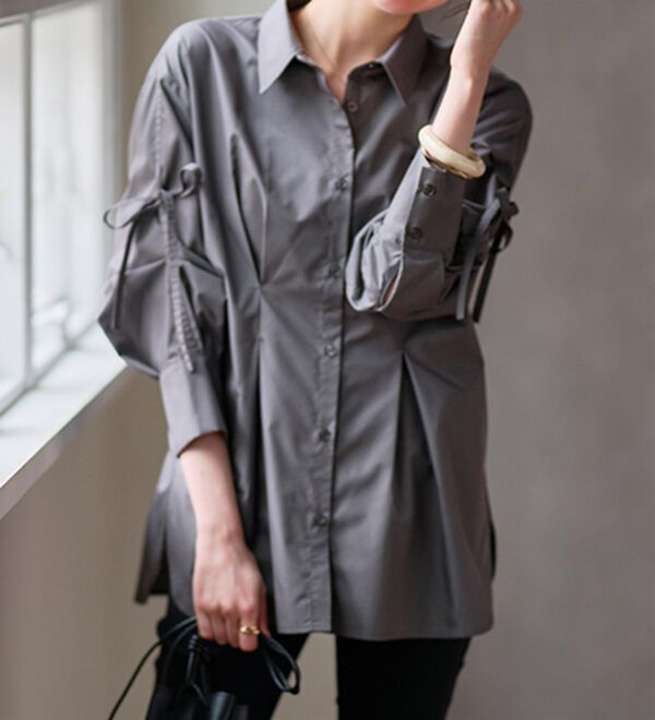 RANAN（ラナン）の「ウエストタック袖リボンシャツ（シャツ）」｜詳細画像