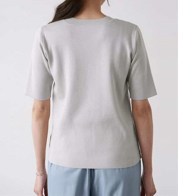 Pierrot（ピエロ）の「【洗濯機で洗える】多機能ニット５分袖トップス（ニット・セーター）」｜詳細画像