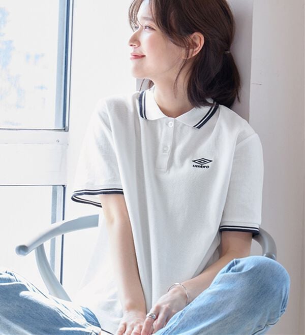 alotta（アロッタ）の「【アンブロ】　配色デザインポロシャツ（ポロシャツ）」｜オフホワイト