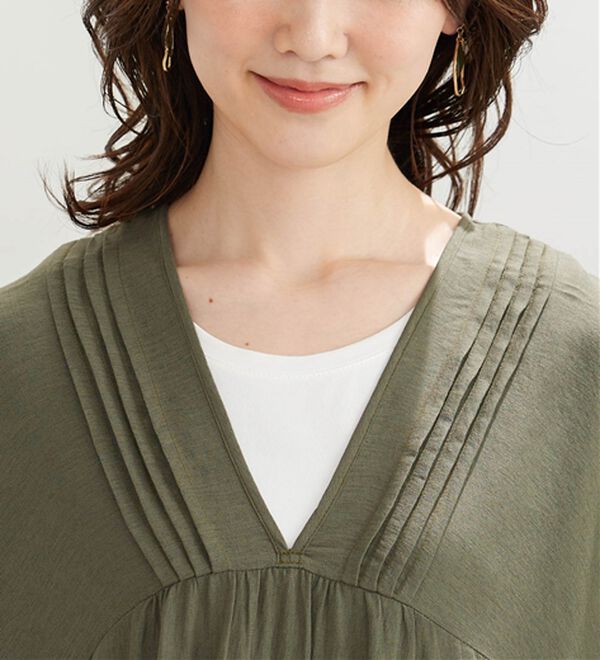 BELLUNA（ベルーナ）の「スラブ素材タック使いゆったりワンピース（その他ワンピース）」｜詳細画像