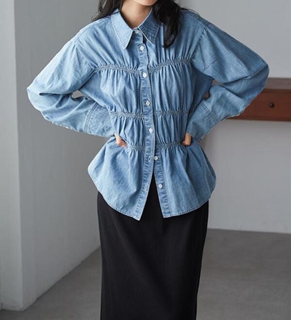 RANAN（ラナン）の「ライトデニムシャーリングデザインシャツブルー（シャツ）」｜詳細画像