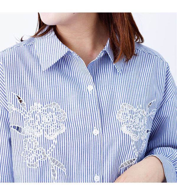 BELLUNA（ベルーナ）の「胸元刺しゅうシャツチュニック（チュニック）」｜詳細画像