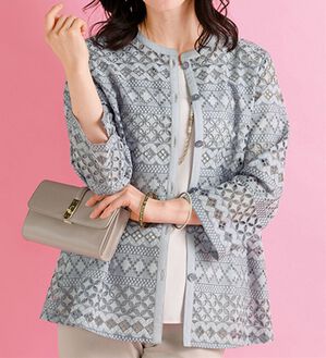 DOLCE&GABBANA 総レース 襟付きジャケット コットンシルク 40 DOLCE&GABBANA 総レース 襟付きジャケット コットンシルク 40