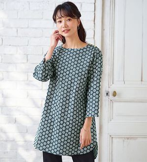 BELLUNA（ベルーナ）の「綿１００％サークルレース素材チュニック（チュニック）」｜ギンガム