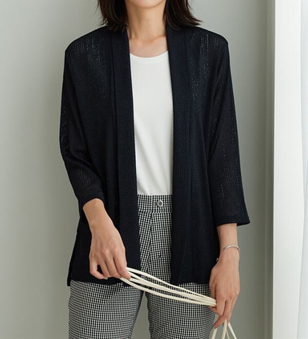BELLUNA（ベルーナ）の「メッシュ素材トッパーカーディガン（ニットカーディガン）」｜詳細画像