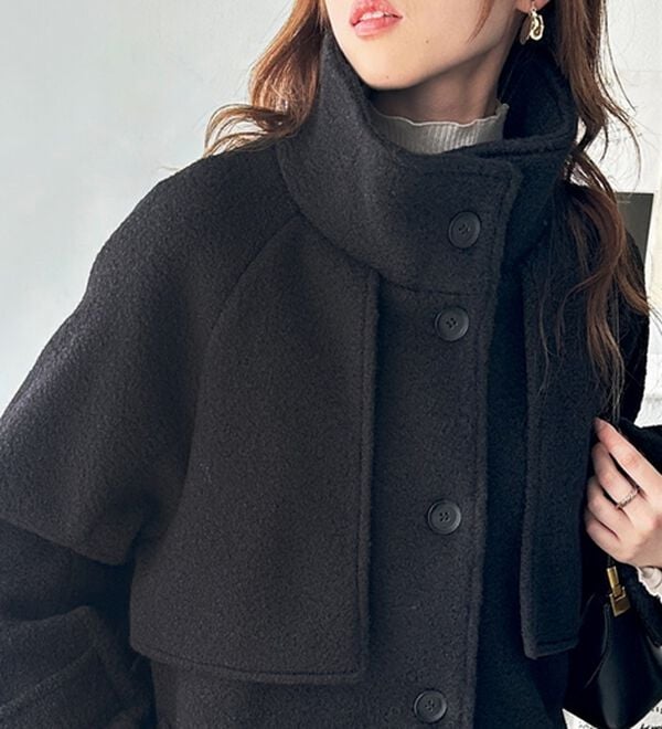 GeeRA（ジーラ）の「リングウールライクスタンドカラーコート（ハーフコート）」｜詳細画像