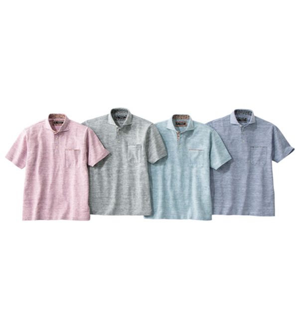 「＜コムルヴァン・オム＞リネンブレンド大人の杢調ポロ（メンズポロシャツ）」｜詳細画像