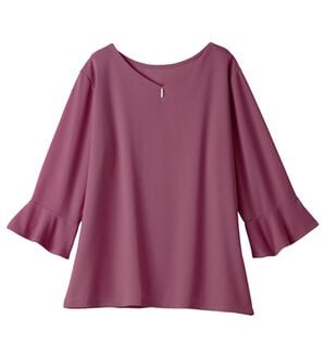 alotta（アロッタ）の「パール調ボタンフレアー袖ブラウスＴシャツ（ブラウス）」｜ダークベリー