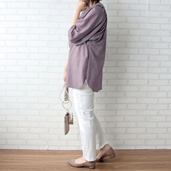 BELLUNA（ベルーナ）の「ドビー素材タック使いシャツチュニック（チュニック）」｜詳細画像